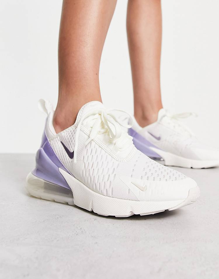 Nike Air Max 270 trainers in white and purple
